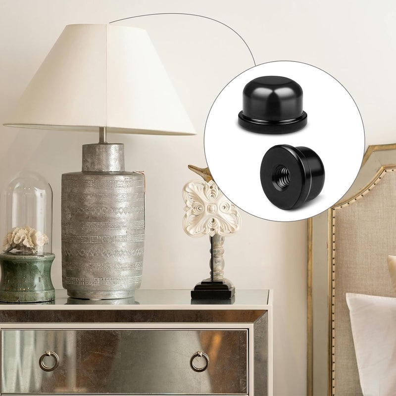 Aecsze 8 PCS 1/4-27 Lamp Finials, Lamp Shade Screw Cap for Lamp Shade Bracket Harp Top, Lamp Finial Knob Lamp Shade Screw Cap Lamp Fittings (1/2 Inch Tall, Black) - Image 5